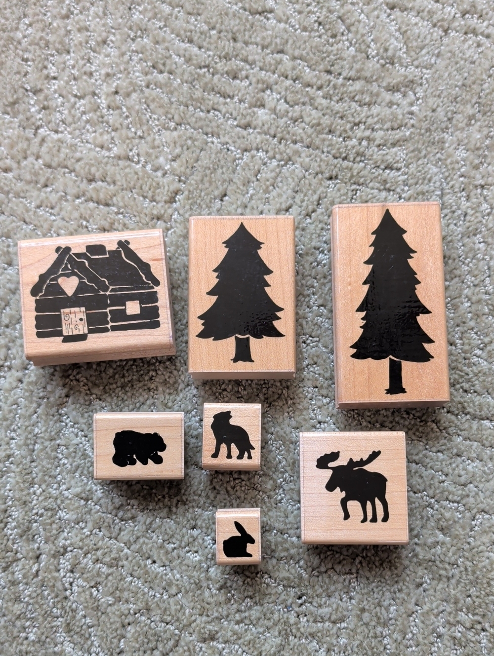 Woodland Animal and Tree Rubber Stamp Set